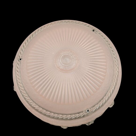 Vintage Pink Floral Embossed Glass Ceiling Light Fixture Shade - Picture 2 of 8